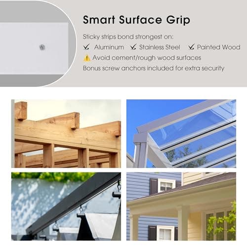 NICETOWN Fade Resistant Outdoor Curtains 2 Panels, Waterproof Patio Curtains with Sticky Back Top & Back Tab Bottom with Free Rope, Windproof Sun Shades for Lanai/Porch, W66 x L84 in, Grey - Thumbnail 5