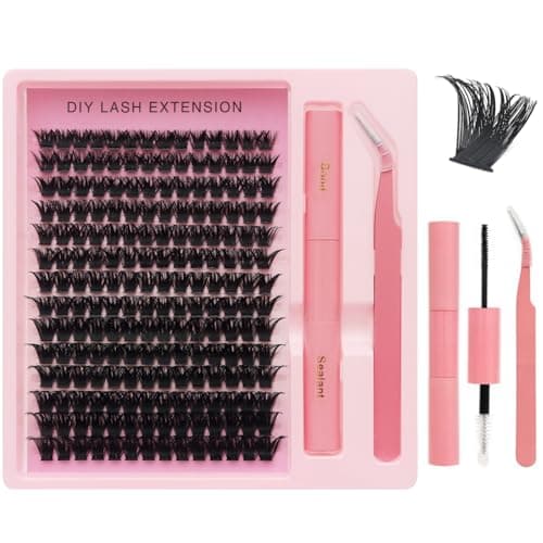 DIY Lash Extension Kit, 196PCS 120D Individual Cluster Lashes, Mixed Length 9–15mm, Bond and Seal with Applicator, At Home Lash Extensions for Natural Full Volume Look - Image 1