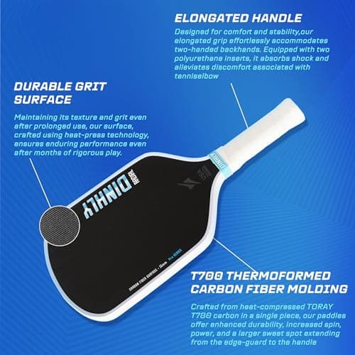 DINKLY Radial Pro Pickleball Paddle, T700 Raw Carbon Fiber Thermoformed with Foam Injected Walls, USAPA Approved Pickle Ball Racket, Engineered for Maximum Spin & Consistency (16mm Hybrid) - Thumbnail 2