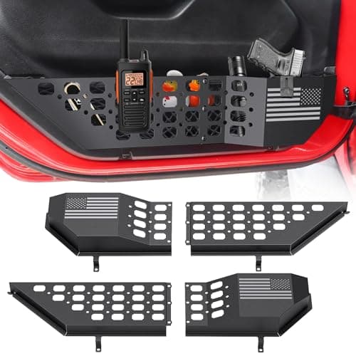 DIAMOOKY Metal Front Door Pocket Storage Box for Jeep Wrangler JL JLU 4XE 2018-2026 & Gladiator JT 2020-2023 2024 2025 2026 Accessories Door Storage Organizer Molle Panels (Not for Power Seats), 2PCS - Image 1