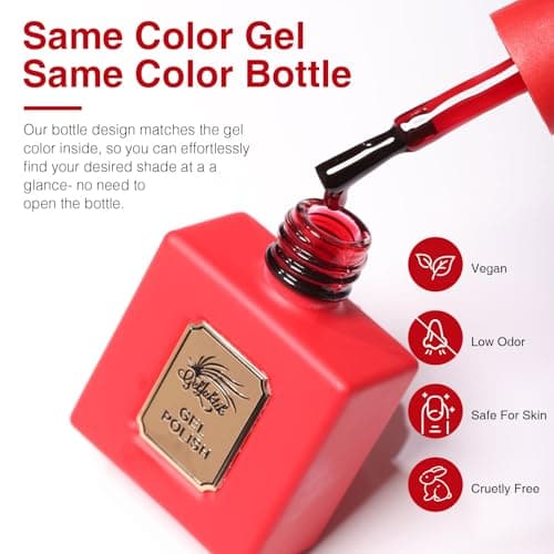 GELLAKTIK 6Pcs 12ml Gel Nail Polish Set with Red White Blue, Gel Polish Kit for Salon DIY at Home, Soak Off LED UV Gel Nail Polish, Gifts for Women Girls - Thumbnail 6