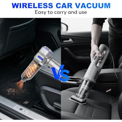 KedeeSparkle Handheld Car Vacuum Cordless, 22000PA Strong Suction Mini Vacuum Cleaner with Brushless Motor, 4-in-1 Portable Vacuum for Car Detailing, Home, Office & Travel, Silver Blue - Thumbnail 3