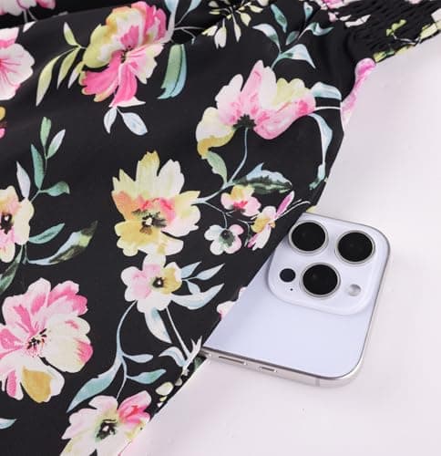 GRACE KARIN Womens Summer Floral Maxi Dress 2026 Flowy Wedding Guest Dress A Line Boho Dresses Fashion Clothing with Pockets Black Pink Floral 2XL - Thumbnail 6