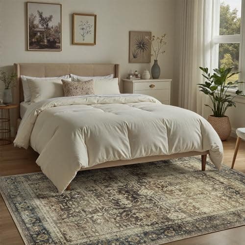 DCX Washable 6x9, Kid & Pet Friendly with Rubber Back Non Slip, Stain Resistant Vintage Rug for Living Room, Bedroom, Home Office, Soft Low Pile Large Farmhouse Distressed Carpet, Brown - Thumbnail 2