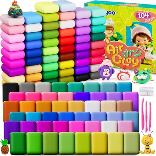 Ixiaoyoo Air Dry Clay for Kids, 104 Colors DIY Magic Modeling Clay Kit, Soft & Non-Sticky, Arts & Crafts Modelling Toys with Sculpting Tools, Birthday & Christmas Gift for 3-12 Years Old Girls Boys - Image 1