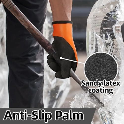 Schwer 2 Pairs 100% Waterproof Winter Work Gloves, ANSI A2 Cut Resistant Freezer Gloves for Outdoor Cold Weather Keep Hands Warm, Thermal Insulated Gloves for Shoveling Snow, Ice Fishing, L - Thumbnail 5