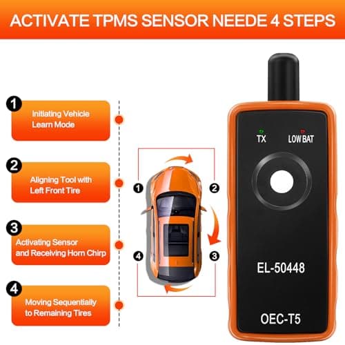 TPMS Relearn Tool for Car Tire Sensor, FIRSTOOL EL-50448 TPMS Reset Tool Tire Sensor Programmer, OEC-T5 TPMS Programming Tool Tire Pressure Sensor Reset Tool for GM Series Vehicles 2006-2026 - Thumbnail 5