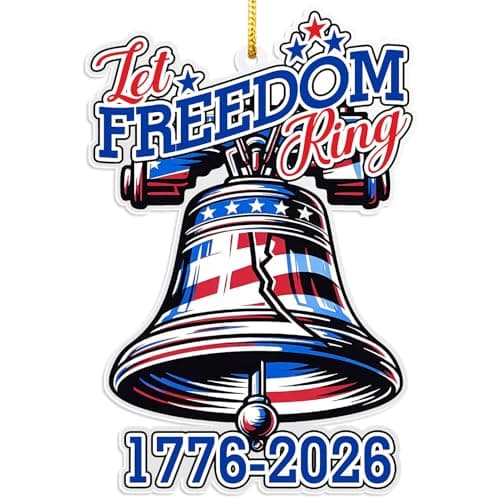 United States 250th Anniversary Bell Ornament, 2D Acrylic 1776 2026 Liberty Bell Decorations, America 250 Years Commemorative Ornaments for US Citizens - Image 1