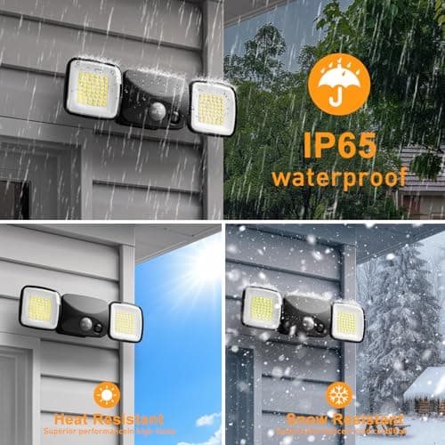 Allotall Rechargeable Battery Operated Lights 3-5 Months Endurance Motion Sensor Light Outdoor High Brightness, USB Charging Flood Light for Garage Entryways Yard Indoor Black 2Pack (Small Size) - Thumbnail 5