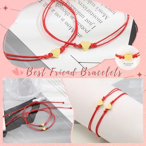 BAYLAY 3 PCS Galentines Gifts Heart Bracelet - 18K Gold Plated Heart Bracelet Galentines Day Gifts Galentines Bracelets Galentines Gifts for Women Friend - Thumbnail 3