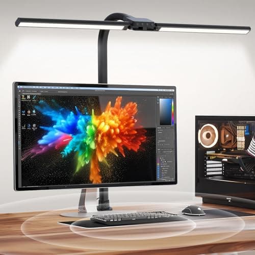 LED Desk Lamp for Home Office, Eye-Caring Desk Light with Clamp, 15W Double Head Architect Task Lamp Stepless Dimming, Flexible Gooseneck Bright Table Lamp for Study Reading Workbench Drafting - Image 1