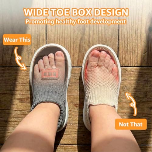 STQ Wide Toe Box Baby Sock Shoes Baby First Walking Shoes Infant Non-Slip Breathable Slippers with Soft Sole Toddler Boys Girls Slip On Barefoot Sneakers Grey Train 6-9 Months - Thumbnail 4