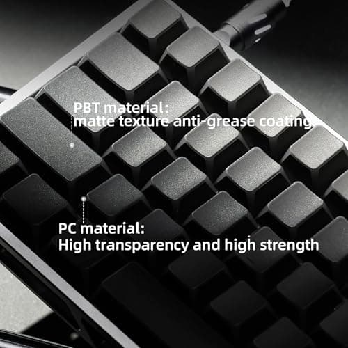 XVX Shine Through PBT Keycaps, Gradient Gray Keyboard Keycaps Cherry Profile, Custom Side Printed Keycap Sets Suitable for 60% 65% 75% 80% 100% Mechanical Keyboard - Thumbnail 3