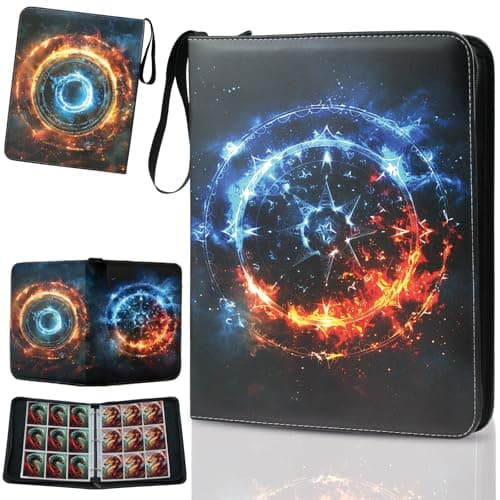 Trading Card Binder 9 Pocket, Fits 900 Cards with 50 Removable Sleeves, Portable TCG Album Folder for Standard Size Game Cards, Sports Card Holder Book for Collectors, Frostfire Fusion