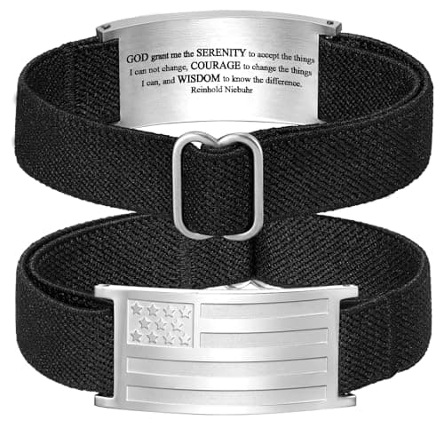 GLEZZA Serenity Prayer Bracelets for Boy Men American Flag Cross Inspirational Motivational Bracelet Bible Verse Christmas Birthday Easter Jewelry Gifts for Son Boyfriend Husband - Image 1