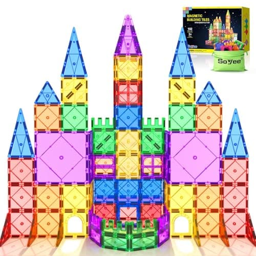 Soyee 102PCS Magnetic Tiles Building Blocks Stem Toys for 3+ Year Old Boys Girls Montessori Toys Toddler Kids Gifts Parents Approved Sensory Toys - Image 1