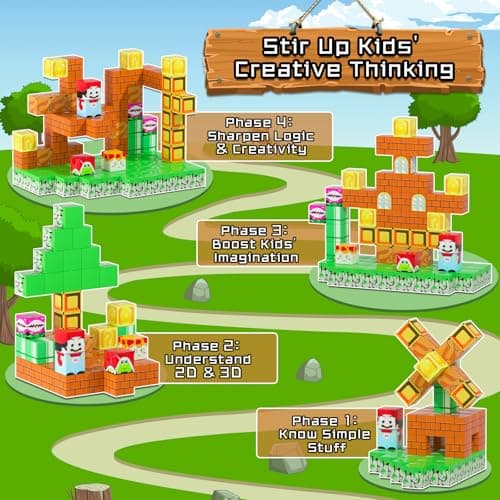 Magnetic Blocks - 120PCS Magnetic Building Blocks Toys,Toddler Montessori Game Creative Construction Toys for Boys Girls,Magnet Tiles Cubes STEM Sensory Toys Birthday Gift for Kids Ages 4 5 6 7 8 9 10 - Thumbnail 3