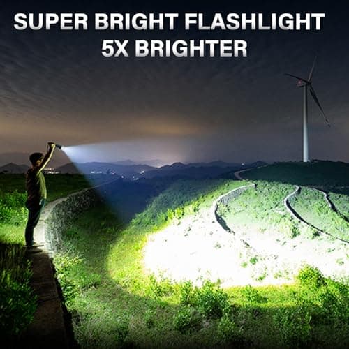 AKNEAR Rechargeable LED Flashlight 99000 High Lumens, Super Bright Flashlights with Zoomable & USB C Rechargeable & 5 Light Mode & IPX-7 Waterproof, Powerful Flash Light for Home, Hiking, Camping - Thumbnail 4