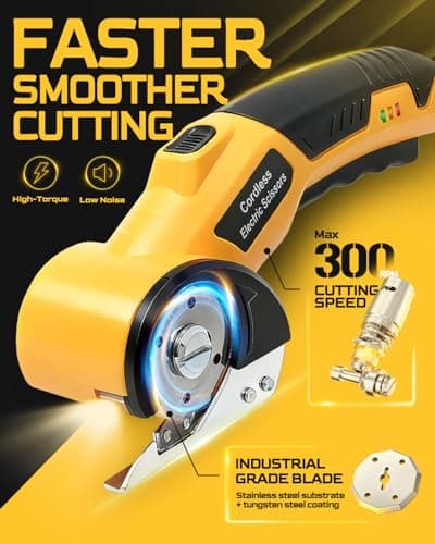 BaycoreX Cordless Electric Scissors,3000mAh Cardboard Cutter Rechargeable,Electric Box Cutters with 2 Blade, 4V Upgrade Motor,Safety Lock & LED Light, Powerful Cutting Tool for Paper,Carpet - Thumbnail 3