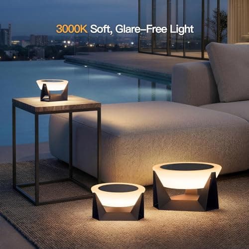 MVBT Solar Lamp, Small Solar Table Lamp, 3000K Outdoor Lanterns for Patio Waterproof, Modern Lantern Outdoor Table Lights, LED Garden Light, Dusk to Dawn Floor Lamps for Outside Deck Yard Decorative - Thumbnail 2