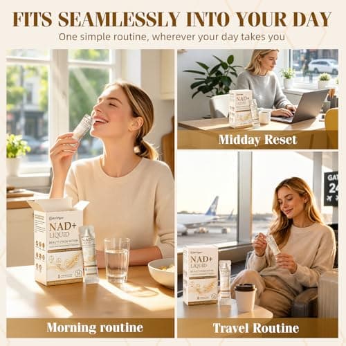 AirVigor NAD+ Liquid Supplement for Radiant Skin & Beauty Support, Daily Vitality Wellness Formula with Collagen Peptides, Hyaluronic Acid, PQQ & Quercetin, Pineapple Flavor Sticks, 14 Count - Thumbnail 3