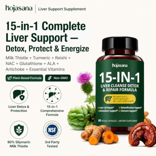 HojaSana Milk Thistle 80% Silymarin Liver Support 60 Caps - Thumbnail 2