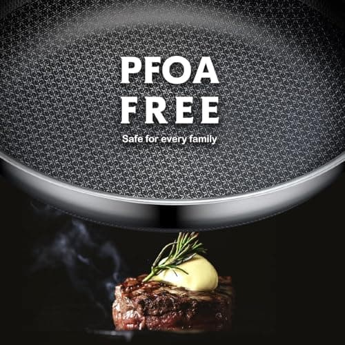 LigtSpce Non Stick Frying Pans, 12 inch Hybrid Frying Pans Nonstick,non stick Stainless Steel Skillets, Dishwasher/Oven Safe Cookware, Induction Compatible, PFOA Free Cookware - Thumbnail 4