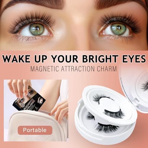 Magnetic Eyelashes, Effectively Natural Look False Lashes without Eyeliner, Light Weight & Waterproof Magnetic Eyelashes No Glue-Black - Thumbnail 4