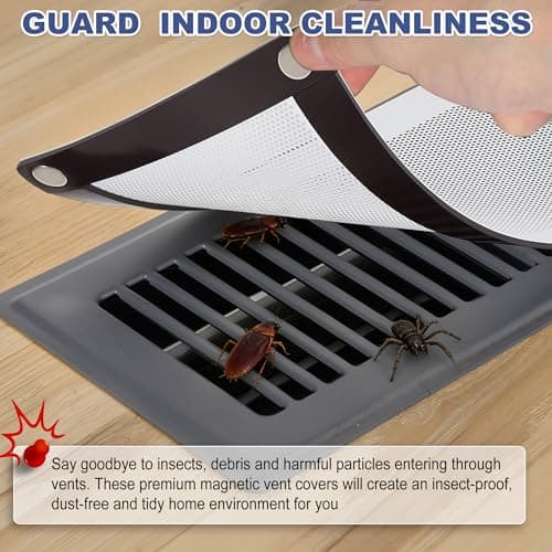 Magnetic Vent Covers - 5" x 11" Vent Screen Mesh Covers for Floor, Wall and Ceiling Registers of Width 5" to 6", Length 11" to 12", Strong Magnetic Floor Vent Covers, Non Peeling - White - Thumbnail 6