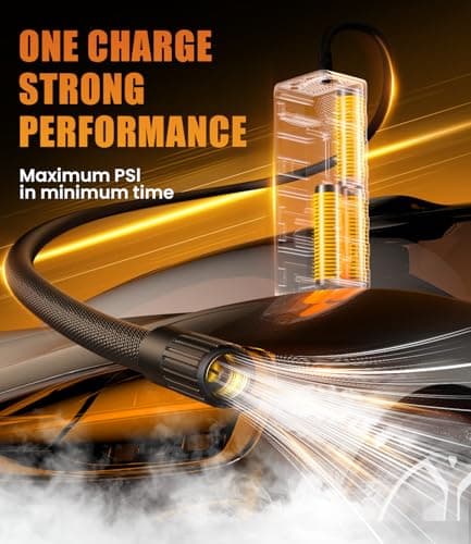 AOSKI Tire Inflator Portable Air Compressor: 150PSI Rechargeable Air Pump with Digital Pressure Gauge, LED Light and Auto Shut-Off - Fast Inflation for Car, Motorcycle, Bike, and Ball - Black - Thumbnail 2