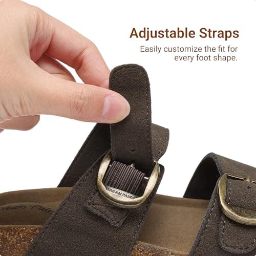 DREAM PAIRS Girls Boys Slides For Kids Non-Slip with Adjustable Straps for Indoor & Outdoor Toddler Little Kid/Big Kid,Size 3 Little Kid,Dark Brown,SKSS26001K - Thumbnail 4