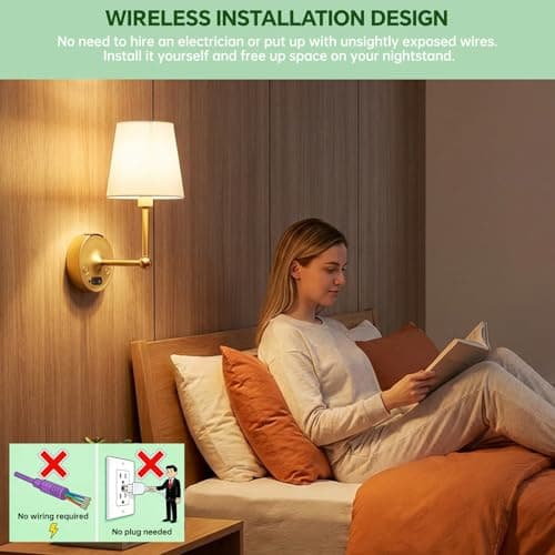 Lightbiz Battery Operated Wall Sconces Set of Two, Detachable Battery Wall Lights, 10000 mAh Battery and Remote, Rechargeable Sconces Wall Decor of 2 for Bedroom Living Room Hallway - Thumbnail 3