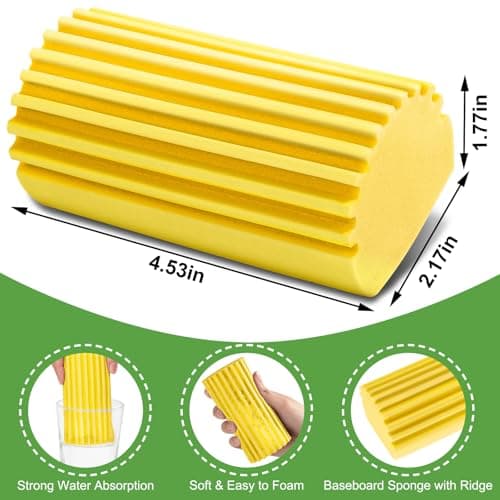 Jeymei 4-Pack Damp Clean Duster Sponge, Sponge Cleaning Brush, Duster for Cleaning Blinds, Glass, Baseboards, Vents, Railings, Mirrors, Window Track Grooves and Faucets, Gray and Yellow - Thumbnail 2