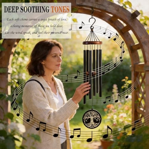 36 Inch Memorial Wind Chimes for Loss of Loved One - Deep Tone, Durable Metal Sympathy Wind Chimes for Outside, Outdoor Decor, Garden Patio Porch Yard Home, Meaningful Gift for Mom Women Housewarming - Thumbnail 4