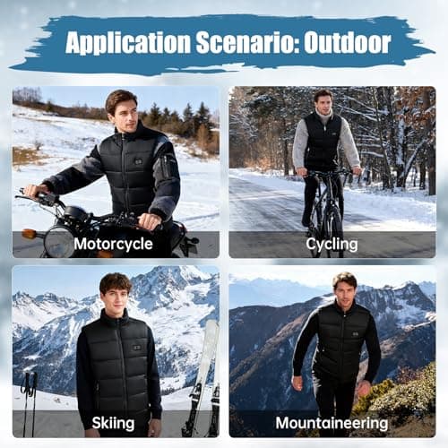 Deepoter Heated Vest for Men, 7.4V Heated Jacket with 8 Heating Zones, 3 level Temperature Control with 10000mAh Battery(L) - Thumbnail 2