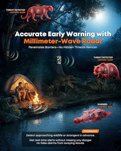 Camping Radar Security Alarm,Wireless Perimeter Alarm,Rechargeable Motion Sensor Trip Alarm,1/2 Mile Range,Waterproof System for Outdoor Security&Survival Gear-Updated Version(Desert Camo) - Thumbnail 2