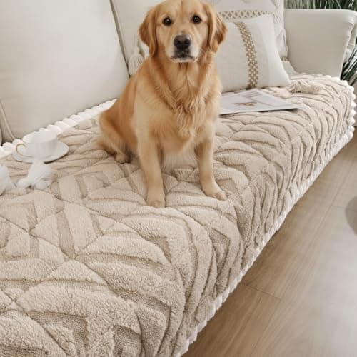 SHACOS 29.5"x72.8" Large Couch Cover for Dogs Non Slip Washable, Soft Fuzzy Pet Couch Covers for 3 Cushions Sofa, Pet-Friendly Couch Protector Sofa Pad, Brown - Image 1