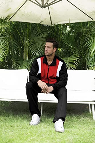 Sun Lorence Men's Tracksuits Casual 2 Piece Sweatsuits Sets Full Zip Track Suits Mens Athletic Running Jogging Sweat Suits Men Black Red Small - Thumbnail 5