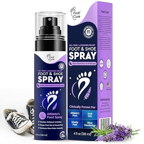 Foot Cure Shoe Deodorizer Spray - Tea Tree | Lavender Shoe Deodorizer for Smelly Feet, Athletes Foot Spray Odor Eliminator and Sweat Control | Removes, Controls & Prevents Odors - 120ml Made in USA - Image 1