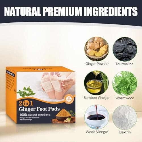 Niifawh 2 in 1 Foot Pads, Tear and Use Ginger Wormwood with Pure Natural Ginger Powder Bamboo Vinegar Wormwood, Bigger Adhesive ''Stay in Place'' All Night, 30 Pads - Thumbnail 2
