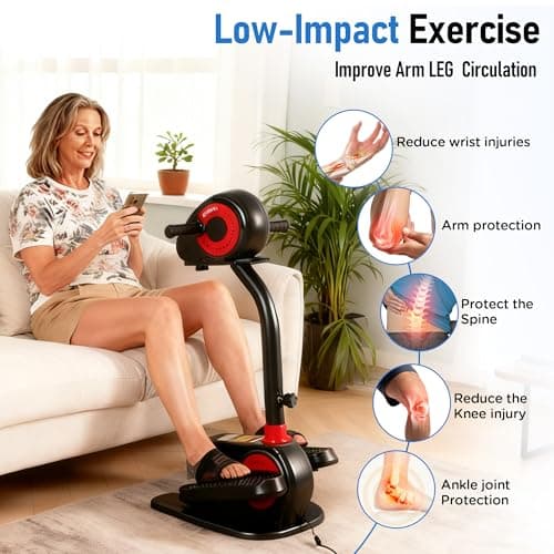 2026 New Upgrade Elliptical Exercise Machine,Low-Impact Motorized Pedal Exerciser | Home Recovery Bike for Arm & Leg Ability and Relax,Upper Lower Limb Trainer for Seniors | With Pedal Straps & Gloves - Thumbnail 2