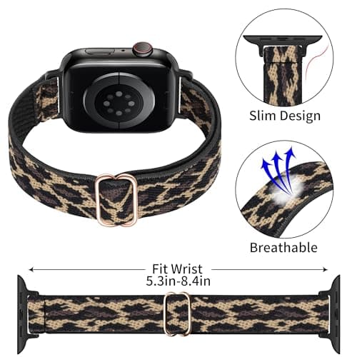 6 Pack Slim Stretchy Bands Compatible with Apple Watch Band 40mm 41mm 42mm 38mm 44mm 45mm 46mm 49mm Women Men, Soft Fashion Nylon Braided Elastic Strap for iWatch Series 11 10 SE 9 8 7 6 5 4 3 2 1 Ultra 2 (6p01, 42MM(Series 3)/44MM/45MM/46MM/49MM) - Thumbnail 3