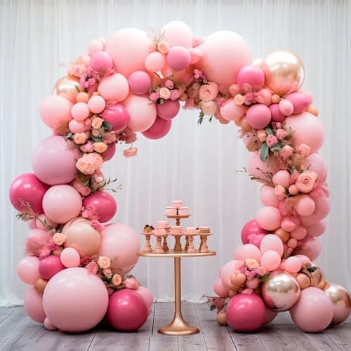 Valentines Day Decorations 155Pcs Rose Red Macaroon Pink Metallic Chrome Gold Latex Balloon Garland Arch Kit for Birthday Anniversary Wedding Romantic Bridal Shower Galentines Day Decor - Image 1