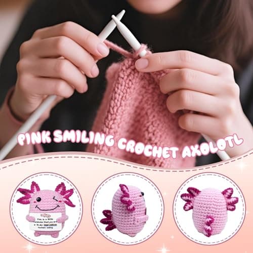 Roqei Crochet Axolotl Mini Handmade Gift - Emotional Inspirational Motivational Present with Uplifting Message, Birthday Thanksgiving Christmas Stocking Stuffer for Women Men - Thumbnail 3