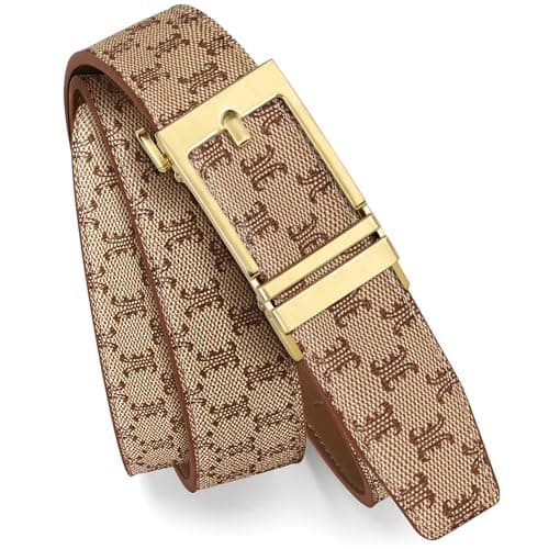 ITIEZY Ratchet Belt for Men - 1 3/8" Click Leather Belt for Dress and Casual, No Holes Adjustable Trim to Fit - Thumbnail 6