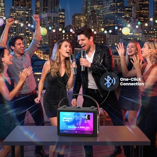 Karaoke Machine for Adults, Built-in 10.1" HD Lyrics Screen, Supports WiFi Bluetooth HDMI USB and TF, Portable Karaoke Player with 2 Wireless Microphones for Home Party Family Gathering - Thumbnail 6