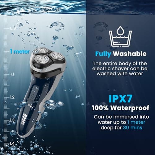 SweetLF Electric Razor for Men with Pop-Up Trimmer, IPX7 Waterproof Electric Shaver, Rechargeable Cordless Shavers for Men, Type-C, 120Mins Runtime, Plug & Play, Blue - Thumbnail 6