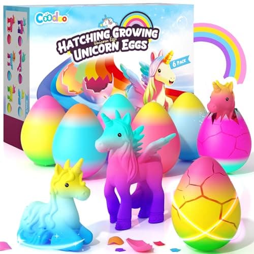 Unicorn Hatching Rainbow Eggs for Kids - 6 Pack Magic Growing Unicorn Toys for Girls Age 3-8 - Birthday Gifts, Easter Basket Stuffers & Party Favors for 3+ Year Old - Girl Gifts for Ages 3 4 5 6 7 8