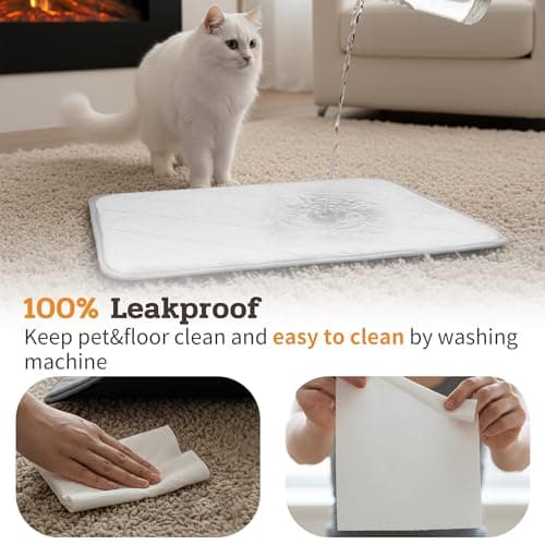 NWK Fluffy Self Warming Cat Mat, Cat Blanket, Thermal Dog Mat, Washable, Non-Slip Bottom for Sofa & Crate & Kennel & Car Seat (Creamy White, X-Large (45'' X 28'' X 0.4'')) - Thumbnail 3