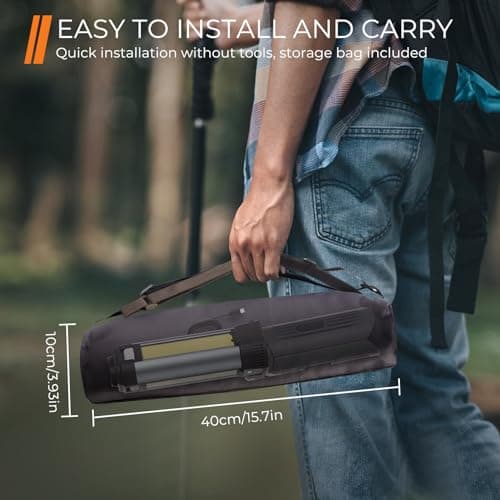 Rechargeable Work Light with Stand, Outdoor LED Cordless Camping Light with Portable Telescopic Bracket, 3.7 Ft Tall 6AH Battery, 2000 Lumen Construction Lights with Carrying Bag - Thumbnail 6